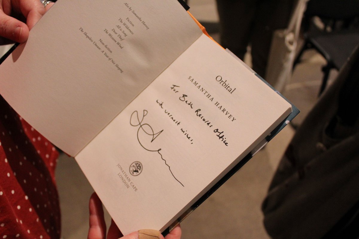 Thank you to <a href="/Samanthahharvey/">Samantha Harvey</a> for presenting us with a copy of her Booker Prize-winning novel ‘Orbital’ for our collections.

The copy will be on display as part of our selection of Women Authors celebrating female writers in with Bath. Including Jane Austen. #RemarkableBooks
