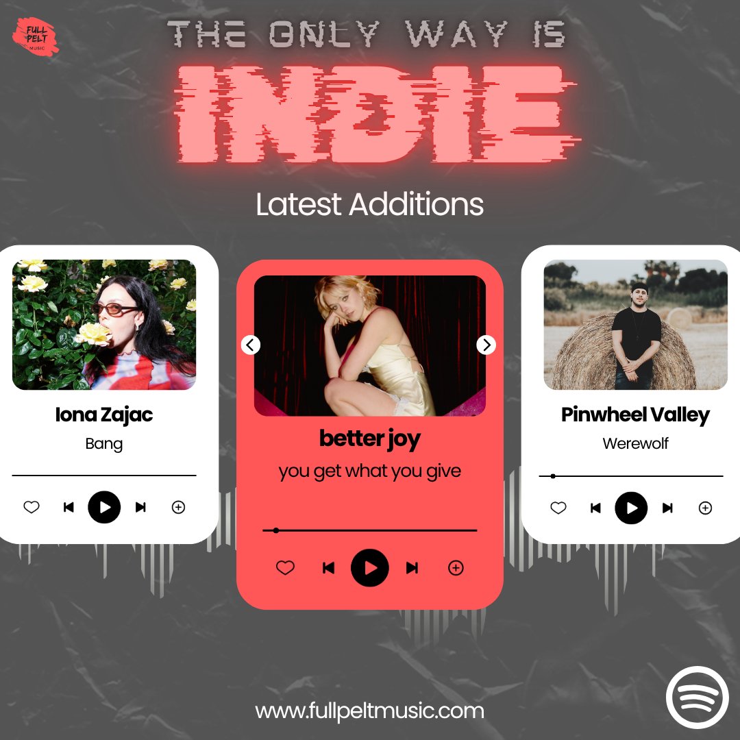 fullpeltmusic's tweet photo. LATEST ADDITIONS to our The Only Way Is Indie Playlist!
#ionazajac - 'Bang'
@betterjoymusic - 'you get what you give'
#pinwheelvalley - 'Werewolf'
Links in comments 👇 https://t.co/lfWEwYnFfe