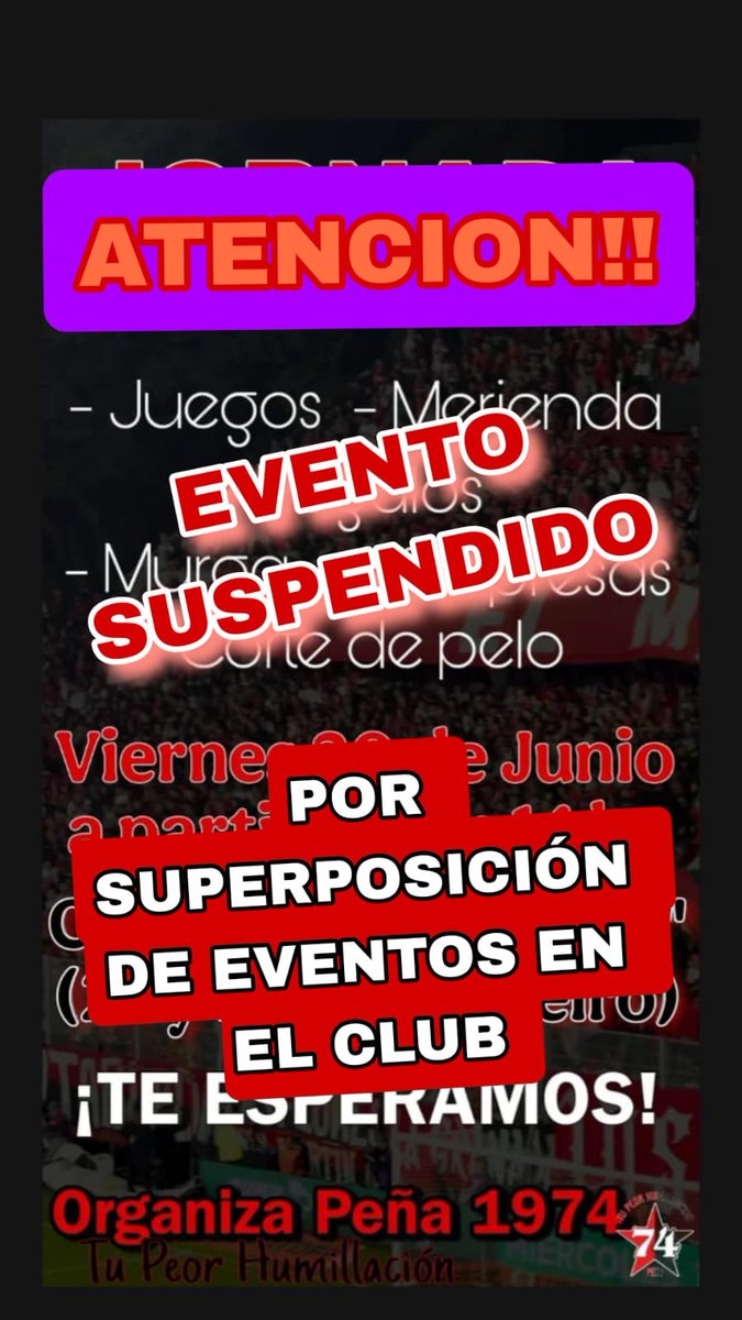 El evento se suspende porque hay jornadas de fútbol que exigen las ligas y la canchita estará ocupada hasta las 17 hs , como el finde pasado llovió se reeprogramo todo , mala leche estaba todo listo, veremos de pasar la fecha lo más pronto posible , gracias a todos igual