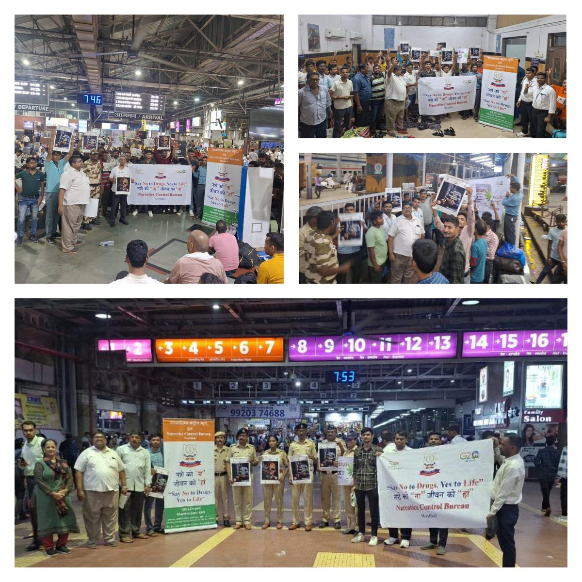 नशा मुक्त भारत पखवाडा🇮🇳
#DrugsFreeBharat
NCB-Mumbai 17.6.25
📌Anti Drugs Awareness @ CSMT,Mumbai
 📌Promoted MANAS helpline 1933
📌Pamphlet  distributed
📌RPF &amp; &gt;1100 passengers participated
<a href="/dg_ncb/">Director General NCB</a> <a href="/PIBMumbai/">PIB in Maharashtra 🇮🇳</a> <a href="/PMOIndia/">PMO India</a> <a href="/HMOIndia/">गृहमंत्री कार्यालय, HMO India</a> <a href="/PIBHomeAffairs/">Spokesperson, Ministry of Home Affairs</a> <a href="/ANI/">ANI</a> <a href="/MumbaiNcb/">NCB MUMBAI</a> <a href="/narcoticsbureau/">NCB INDIA</a>
