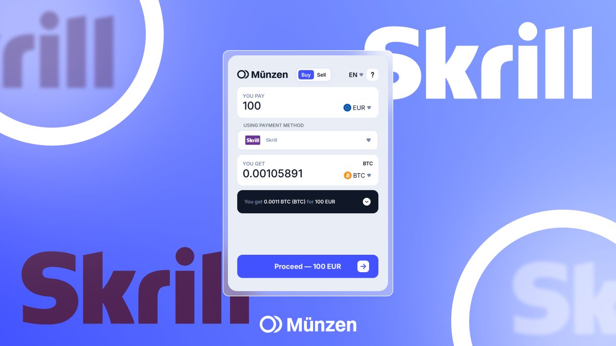 Do you have Skrill? Perfect!💸

Now you can use it directly in the Munzen On/Off-Ramp Widget - just select Skrill as your payment method and buy crypto instantly.🤝

No extra steps. No complications. It’s all built-in.🔄

munzen.io/ramp

#Münzen #Crypto #Payments