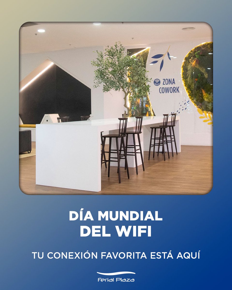 ¡𝑭𝒆𝒍𝒊𝒛 𝑫𝒊́𝒂 𝑴𝒖𝒏𝒅𝒊𝒂𝒍 𝒅𝒆𝒍 𝑾𝒊𝑭𝒊! 📡

En Ferial Plaza no solo celebramos la conexión, ¡la compartimos!
Descubre nuestra zona cowork con WiFi gratuito para trabajar, estudiar o relajarte con tu serie favorita.

#WiFiGratis #FerialPlaza #ZonaCowork