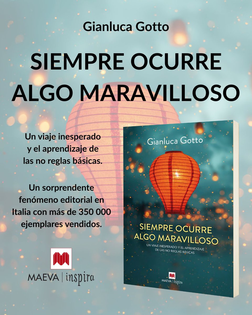 Todostuslibros (@todostuslibros_) on Twitter photo SIEMPRE OCURRE ALGO MARAVILLOSO
Un viaje inesperado y el aprendizaje de las no reglas básicas.
Búscalo en tu librería:
acortar.link/Bj2Jme
*publi
#librerías #todostuslibros #booklovers <a href="/MaevaEdiciones/">Ediciones Maeva</a> SIEMPRE OCURRE ALGO MARAVILLOSO
Un viaje inesperado y el aprendizaje de las no reglas básicas.
Búscalo en tu librería:
acortar.link/Bj2Jme
*publi
#librerías #todostuslibros #booklovers <a href="/MaevaEdiciones/">Ediciones Maeva</a>