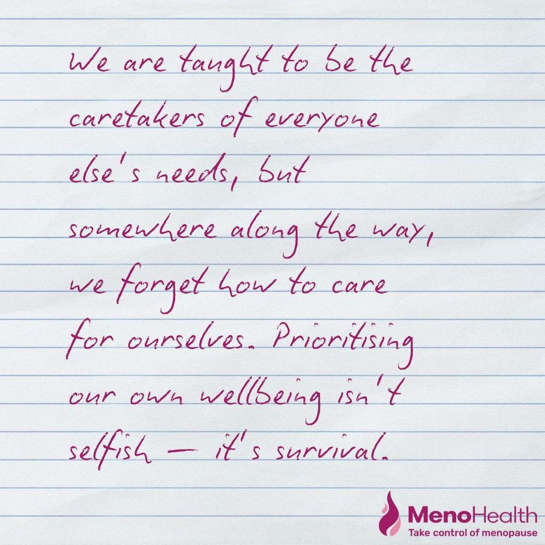 MenoHealth (@menohealthuk) on Twitter photo 💬 “We are taught to be the caretakers of everyone else’s needs, but somewhere along the way, we forget how to care for ourselves. Prioritising our own wellbeing isn’t selfish — it’s survival.”
If you’re navigating menopause, remember this: there’s no one single fix — but there 💬 “We are taught to be the caretakers of everyone else’s needs, but somewhere along the way, we forget how to care for ourselves. Prioritising our own wellbeing isn’t selfish — it’s survival.”
If you’re navigating menopause, remember this: there’s no one single fix — but there