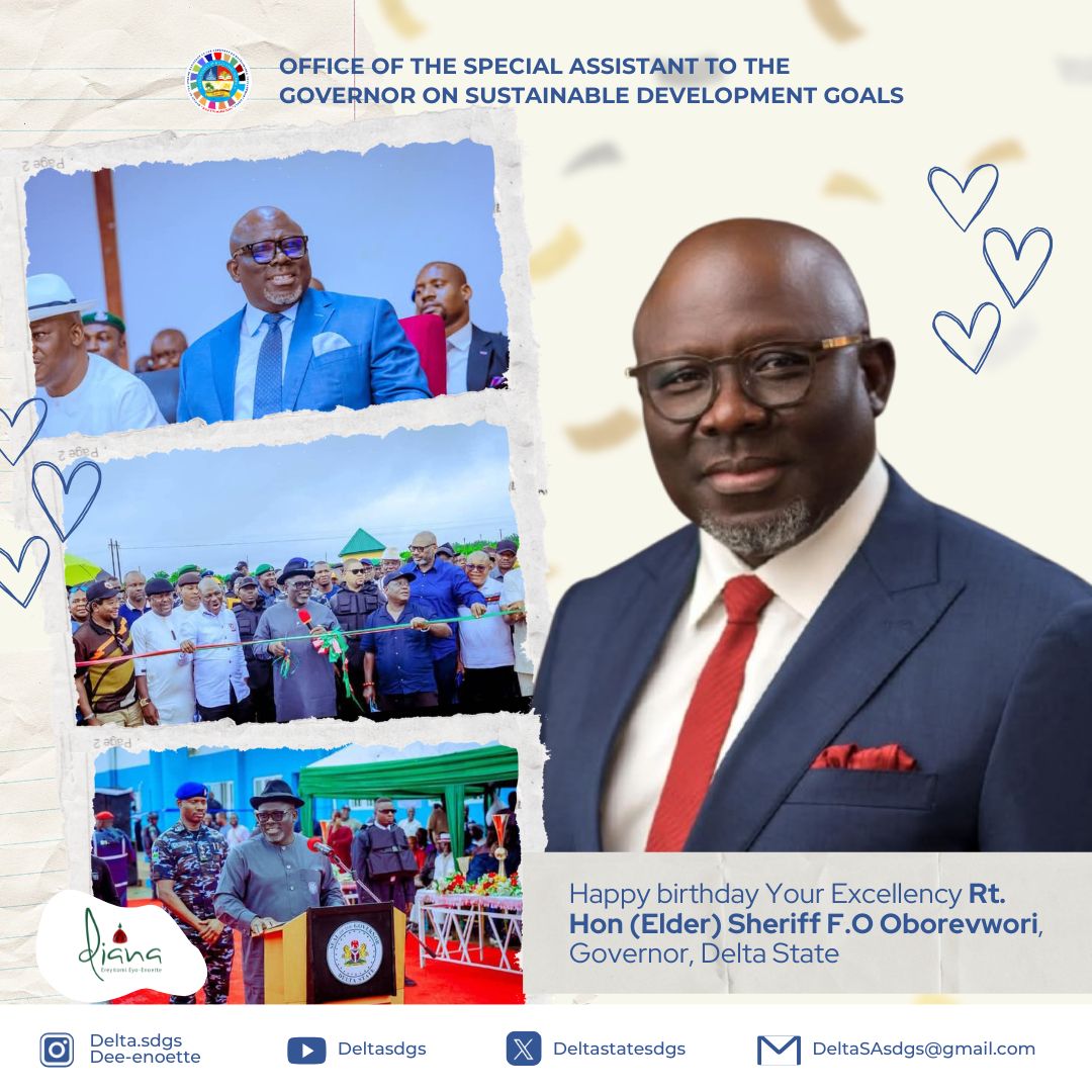 DeltastateSDG's tweet photo. Happy birthday, Your Excellency @RtHonSheriff You are a leader whose heart beats for his people.
May your vision remain clear, your strength unwavering, and your legacy enduring.

#LeadershipWithHeart #HappyBirthday #AdvancingDelta #DeltaStateGovernor #MORE #IamDeeVoice https://t.co/y3wkGLgd6p