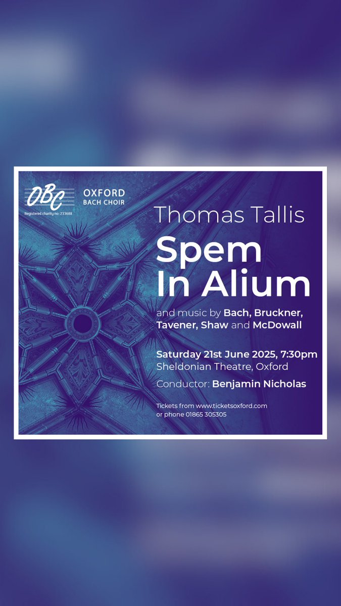 Our concert is this Saturday, 21st June, at the @sheldoniantheatre! 

🎟️Last remaining tickets are still on sale. ticketsoxford.com/events/thomas-…

#bachchoir #obc2425season #choralmusic #oxford #bach #concert