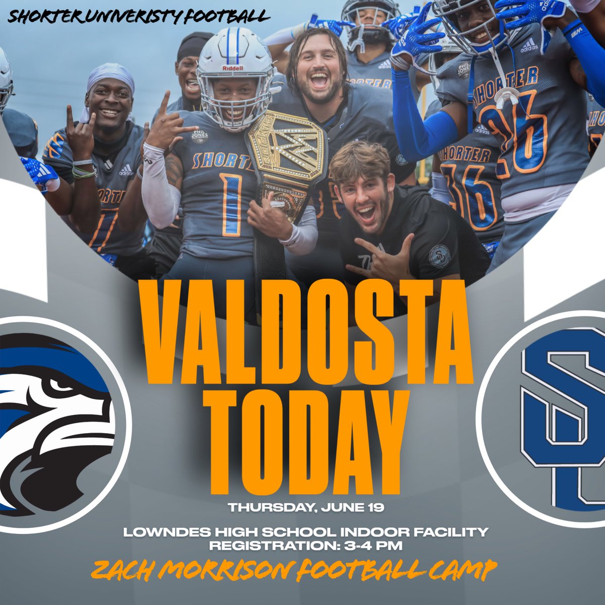 Zach Morrison (@coachmorrison58) on Twitter photo CAMP TODAY in VALDOSTA!!!
Can Pre-Reg ONLINE until 2 PM 👇
…hmorrisonfootballcamps.totalcamps.com/shop/EVENT
Come out and COMPETE!!!
<a href="/LaneKnost/">Coach Lane Knost</a> <a href="/Coach_HJacobs/">CoachHarlen Jacobs</a> <a href="/CoachDietlSU/">Johnny Dietl</a> <a href="/CoachZachBrooks/">Zach Brooks</a> <a href="/TimGlanton/">Coach Tim Glanton</a> <a href="/coachmercer_56/">Malcolm Mercer</a> <a href="/KJOTISSR/">Keith Otis</a> <a href="/CoachJackSU/">Coach Jack Williamson</a> <a href="/CoachMorrisonSU/">Kasey Morrison</a> <a href="/JalenGary5/">COACH JG</a> CAMP TODAY in VALDOSTA!!!
Can Pre-Reg ONLINE until 2 PM 👇
…hmorrisonfootballcamps.totalcamps.com/shop/EVENT
Come out and COMPETE!!!
<a href="/LaneKnost/">Coach Lane Knost</a> <a href="/Coach_HJacobs/">CoachHarlen Jacobs</a> <a href="/CoachDietlSU/">Johnny Dietl</a> <a href="/CoachZachBrooks/">Zach Brooks</a> <a href="/TimGlanton/">Coach Tim Glanton</a> <a href="/coachmercer_56/">Malcolm Mercer</a> <a href="/KJOTISSR/">Keith Otis</a> <a href="/CoachJackSU/">Coach Jack Williamson</a> <a href="/CoachMorrisonSU/">Kasey Morrison</a> <a href="/JalenGary5/">COACH JG</a>