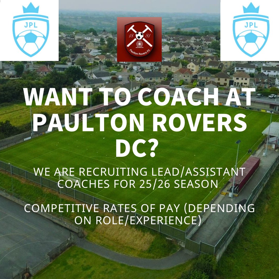 Paulton Rovers DC (@paultonroversdc) on Twitter photo ⚽️ Coaches ⚽️
We are recruiting Lead & Assistant Coaches to join our fantastic team 🔥
Are you an enthusiastic individual with a passion in developing the next generation of local talent?
Please contact Josh on 07791515574 or send your CV to josh.hurst@paultonrovers.co.uk ⚽️ Coaches ⚽️
We are recruiting Lead & Assistant Coaches to join our fantastic team 🔥
Are you an enthusiastic individual with a passion in developing the next generation of local talent?
Please contact Josh on 07791515574 or send your CV to josh.hurst@paultonrovers.co.uk