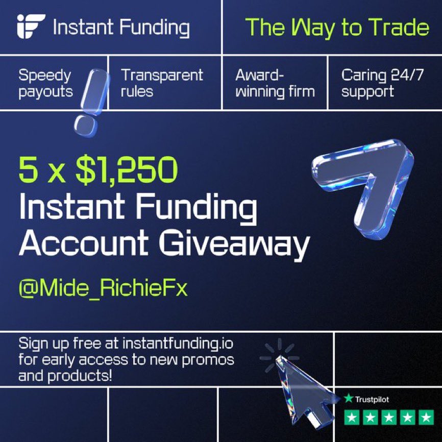 Mide_Richie ☆ (@mide_richiefx) on Twitter photo 5x $1,250 Instant Funding account giveaway with <a href="/InstantFunding_/">Instant Funding</a> !
Make sure to:
⚡ Like and retweet this post
⚡ Follow <a href="/InstantFunding_/">Instant Funding</a> , <a href="/Mide_RichieFx/">Mide_Richie ☆</a> , <a href="/LewisM_IF/">Lewis | Instant Funding CEO</a>
Winners will be announced on June 29th!
Follow to be eligible to win!
Join Discord for more giveaways and 5x $1,250 Instant Funding account giveaway with <a href="/InstantFunding_/">Instant Funding</a> !
Make sure to:
⚡ Like and retweet this post
⚡ Follow <a href="/InstantFunding_/">Instant Funding</a> , <a href="/Mide_RichieFx/">Mide_Richie ☆</a> , <a href="/LewisM_IF/">Lewis | Instant Funding CEO</a>
Winners will be announced on June 29th!
Follow to be eligible to win!
Join Discord for more giveaways and