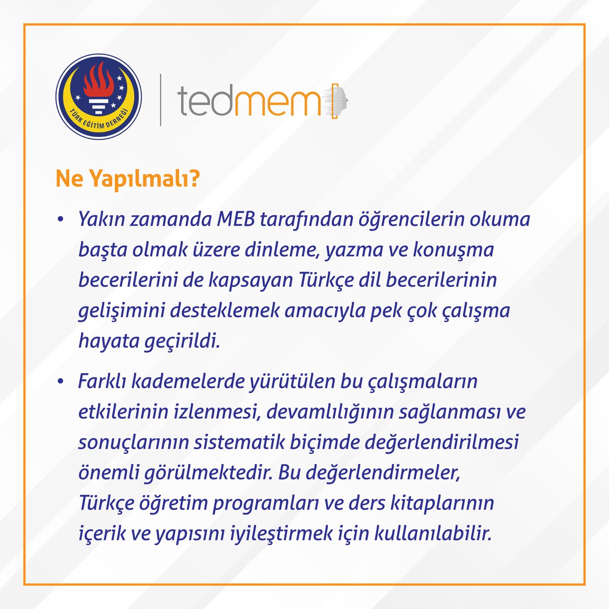 Bu kapsamda, TEDMEM’in bugüne kadar gerçekleştirdiği çalışmalar çerçevesinde Türkiye’deki öğrencilerin okuma becerilerine ilişkin verileri ve çözüm önerilerini kamuoyunun dikkatine sunuyoruz.