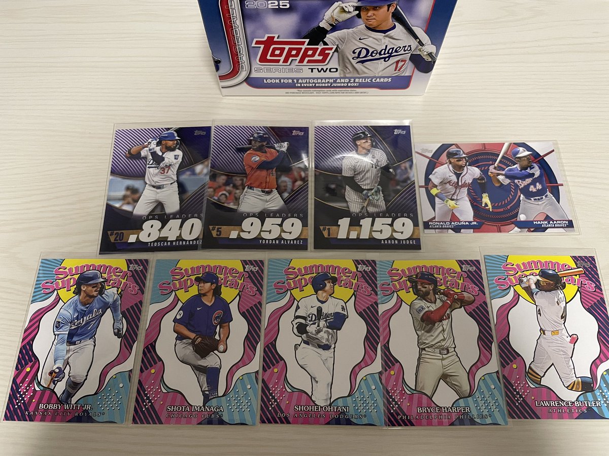 kenspi8's tweet image. 開けてなかったjumbo開封！

RCオートとジャッジ、プホルスのレリック、HRダービー？の10シリも！
いつか日本人選手のオートとかレリックオートとかも当ててみたいね…

#toppsseries2