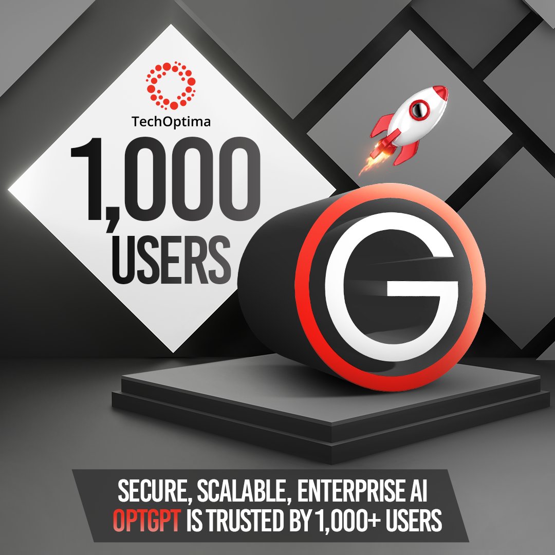 TechOptima_AI's tweet image. 1,000 users and counting!
OptGPT is helping teams make smarter decisions, boost productivity & redefine customer experiences — all with secure, contextual, enterprise-ready AI.
This is just the beginning.
techoptima.ai/optgpt
#OptGPT #GenerativeAI #TechOptima #AIForEnterpris