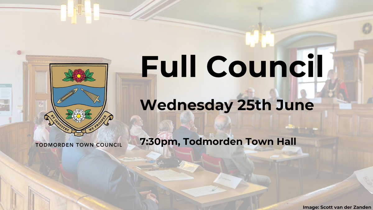 The next meeting of the Full Council takes place on Wednesday 25th June.  
The agenda and papers can be viewed on our website, take a look! --&gt; todmorden-tc.gov.uk/event/full-cou…