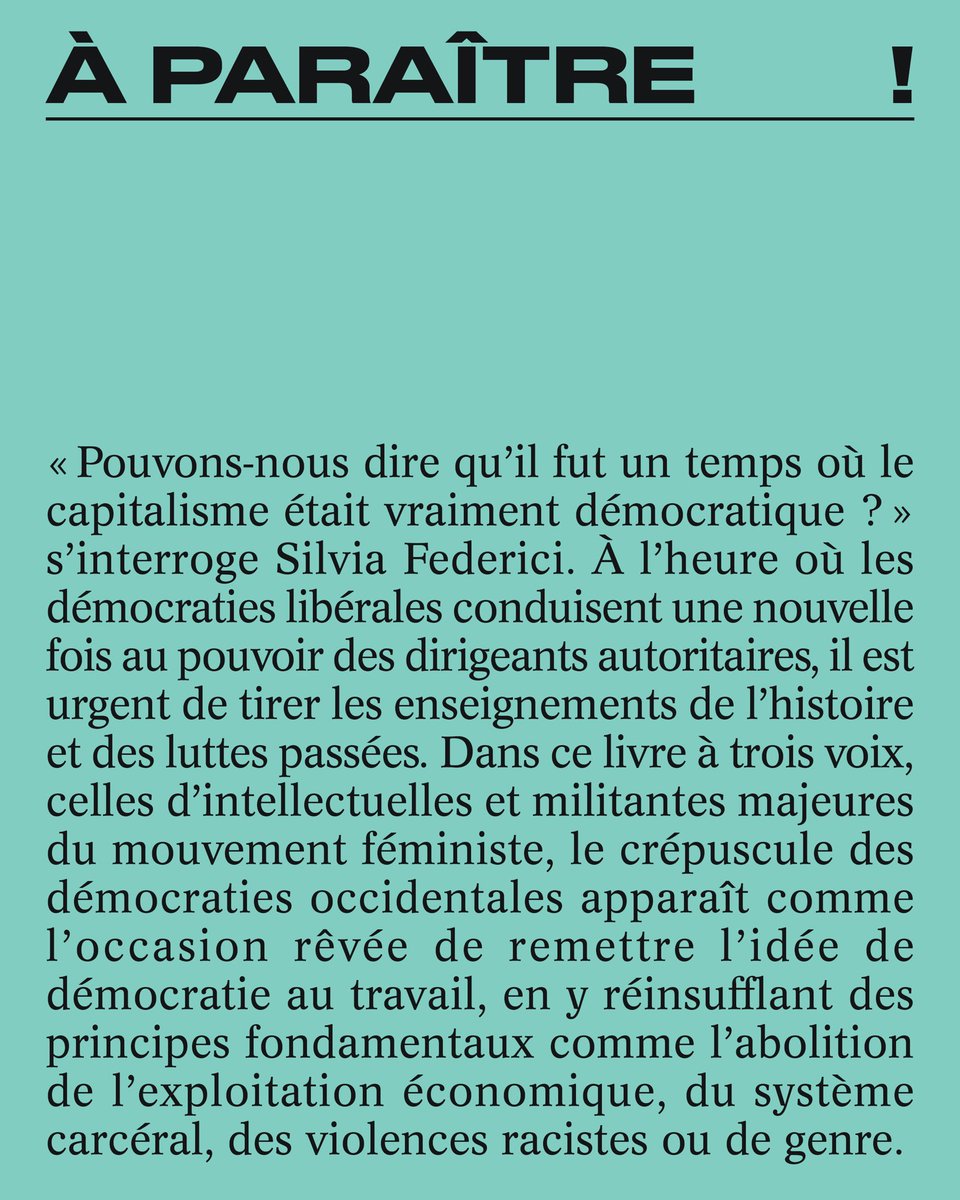 EDivergences's tweet image. 👀 🥁 Le premier livre de la rentrée sera… « L’effondrement de la démocratie ? » un essai d’Angela Davis, Silvia Federici et Patricia Hill Collins à paraître le 22 août 2025 ! 💥

✏️ Traduction par Virgile Dall&apos;Armellina

🔗 editionsdivergences.com/livre/leffondr…