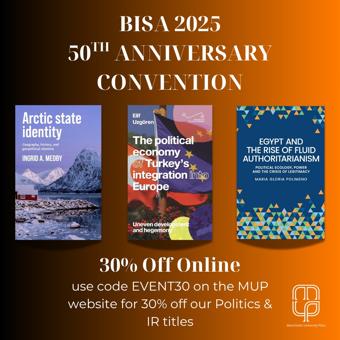 Manchester University Press (@manchesterup) on Twitter photo We're at #BISA2025 in Belfast this week celebrating 50 years of <a href="/MYBISA/">BISA - British International Studies Association</a>!
Come say hello at the MUP stand, and get 30% off our Politics & IR books when you order online until the end of June!🌞 We're at #BISA2025 in Belfast this week celebrating 50 years of <a href="/MYBISA/">BISA - British International Studies Association</a>!
Come say hello at the MUP stand, and get 30% off our Politics & IR books when you order online until the end of June!🌞