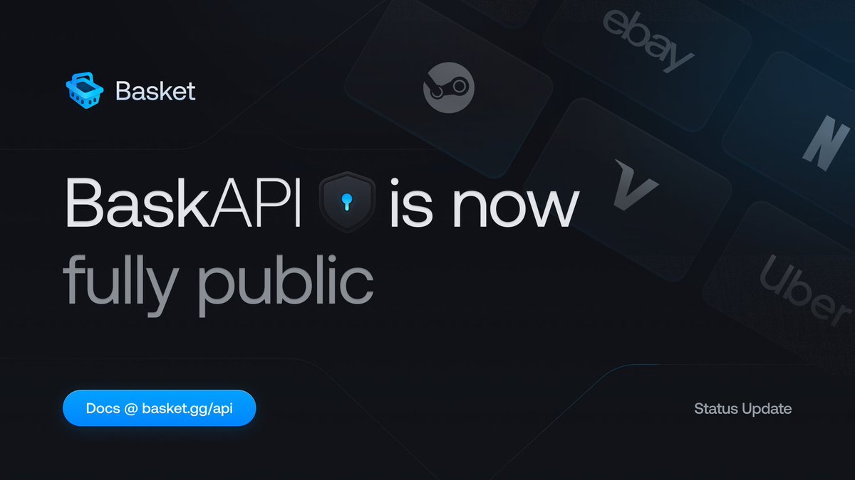 The BaskAPI is now fully public and live at basket.gg/api — no keys, no paywalls, constantly evolving. 

Build on top of the fastest way to convert crypto into real-world value. 

3,500+ brands, 35+ countries. Go wild.
