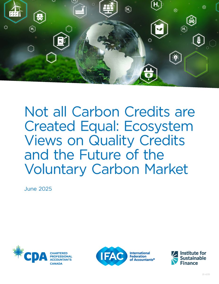 IFAC's tweet image. Professional accountants are crucial to enhancing the quality and transparency of the VCM. Your expertise in risk management, internal controls, financial reporting, and auditing can be leveraged to improving the integrity of carbon credits.
Learn more:
ifac.org/knowledge-gate…