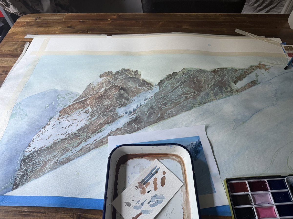 A mega watercolor in the making 👹🏰