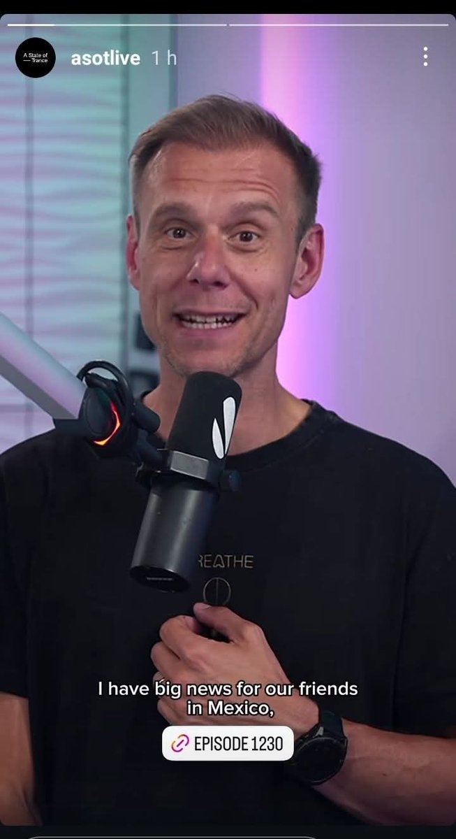 BAIMUSICOFICIAL's tweet image. Atentos 😱 Armin van Buuren nos confirma en una historia de hace unas pocas horas en el programa de hoy habrá una gran noticia para nuestro país 🇲🇽

#arminvanbuuren #ASOTMEXICO #asot #trance #mexico #musicaelectronica