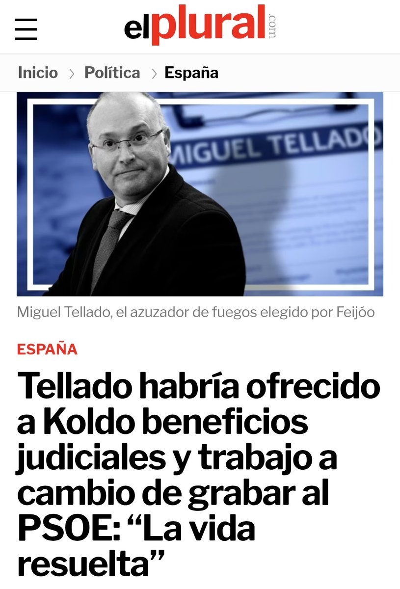 ¿Alguien me puede explicar cómo Miguel Tellado pudo -presuntamente- ofrecer beneficios judiciales a Koldo? ¿Está admitiendo -presuntamente- que el PP controla los jueces?