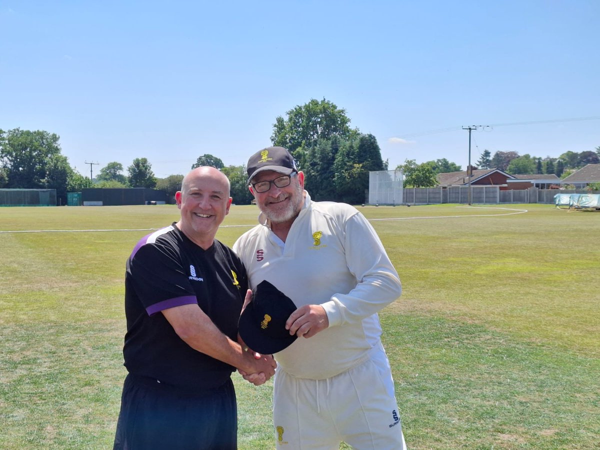 Mark Jones received his Cheshire 50s cap from Andy Bennion yesterday, marking his 15th match. Well done skipper