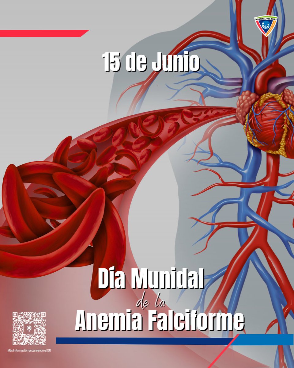 🩸Anemia Falciforme: una lucha genética con atención especializada.

Afecta la hemoglobina y causa fatiga, dolor e irritabilidad.
En 2024, el Hospital del Niño atendió a 1,255 pacientes, la mayoría entre 5 y 14 años.
La detección se hace con tamizaje neonatal.
#AnemiaFalciforme