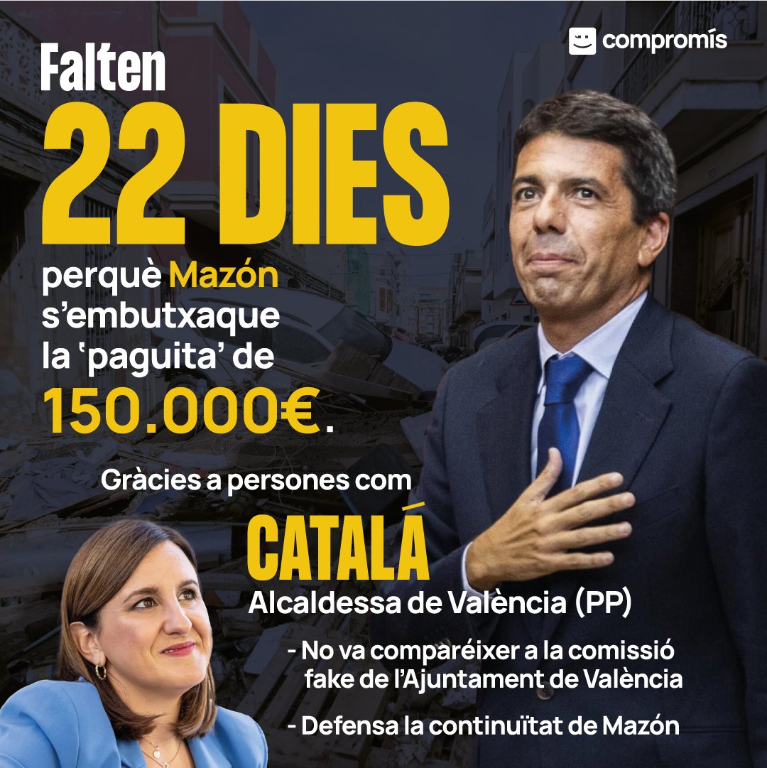 El 13 de juliol Mazón farà dos anys en el càrrec.

Per fi, podrà cobrar la seua 'paguita' gràcies a persones com Maria José Catalá...