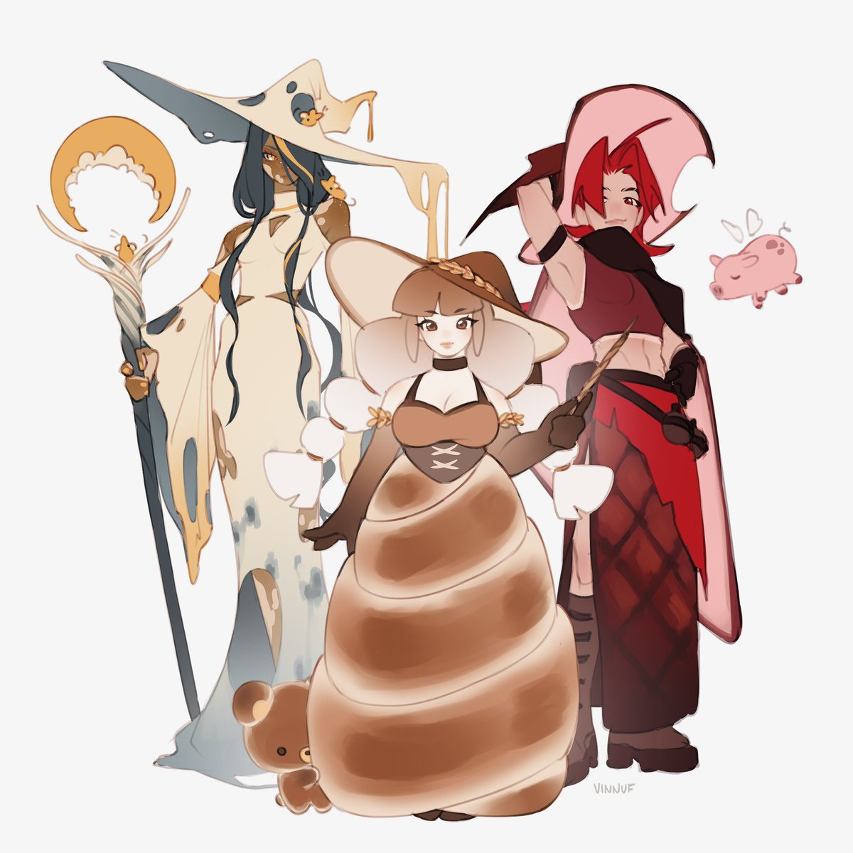 some witch designs for fun

cheese witch - bread witch - ham witch ; together they are sandwich (haha get it)