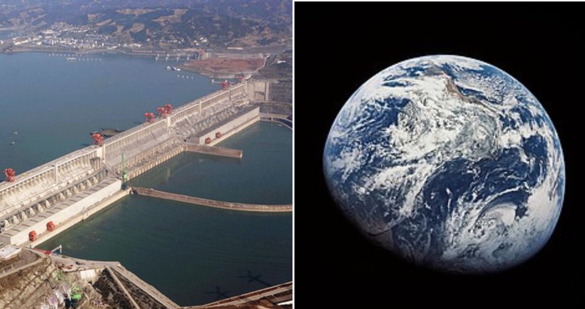 🌏 | La NASA confirma que una presa gigantesca en China ha desplazado el eje de la Tierra y ha afectado a cuánto duran los días.

Cuarenta kilómetros cúbicos de agua pesan más que toda la población mundial junta. Esa masa se acumula en un mismo punto, presionando el planeta desde