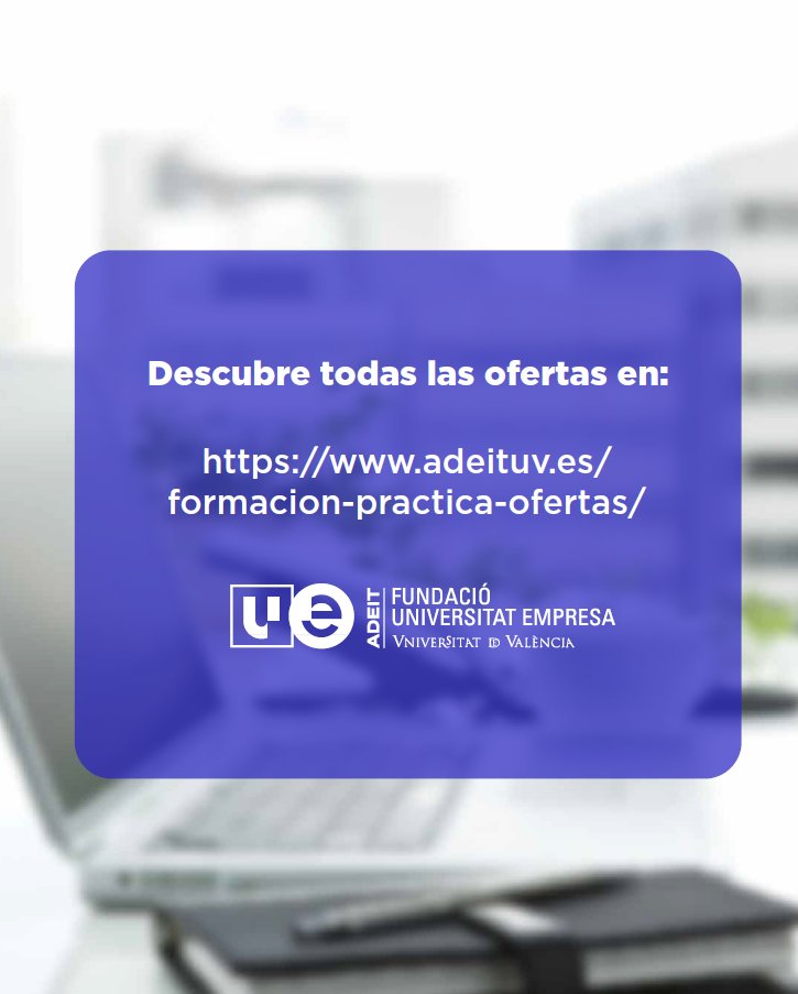 ADEIT UV (@adeituv) on Twitter photo ▶️ ¿Te has graduado en ADE <a href="/fdeconomiauv/">Facultat d'Economia</a> en la <a href="/UV_EG/">Universitat València</a> los últimos3️⃣años?
📢 Tenemos varias ofertas de Formación Práctica en Empresas para Titulados que pueden interesarte 🔝
Consulta todas las ofertas disponibles y sus requisitos: adeituv.es/formacion-prac… ▶️ ¿Te has graduado en ADE <a href="/fdeconomiauv/">Facultat d'Economia</a> en la <a href="/UV_EG/">Universitat València</a> los últimos3️⃣años?
📢 Tenemos varias ofertas de Formación Práctica en Empresas para Titulados que pueden interesarte 🔝
Consulta todas las ofertas disponibles y sus requisitos: adeituv.es/formacion-prac…