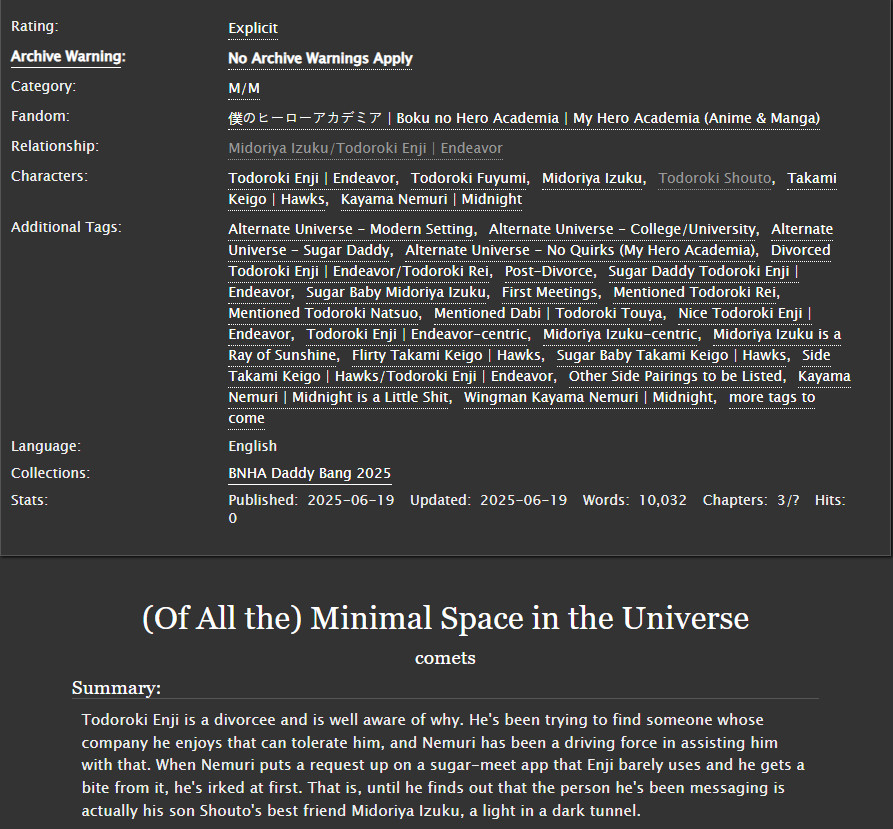 ojaywayo's tweet photo. First 3 chapters of "(Of All the) Minimal Space in the Universe" is up for the @bnhadaddybang team I have with @/torikomix on bsky! I so enjoyed working with her on these pieces, so please check out both the fic linked below &amp; her art on 🦋!!! https://t.co/bduJ0lC2iQ https://t.co/pLoVl6McOP
