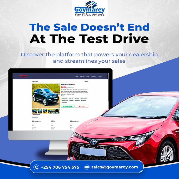 Goymarey's tweet photo. @Shabiki_Ke In today’s auto market, every missed lead is lost revenue.  Goymarey Software Solutions helps dealerships streamline operationss, automate follow-ups &amp; scale faster.  Clarity. Control. Speed.  Win the market or get left behind. https://t.co/Dw5E498V1Z