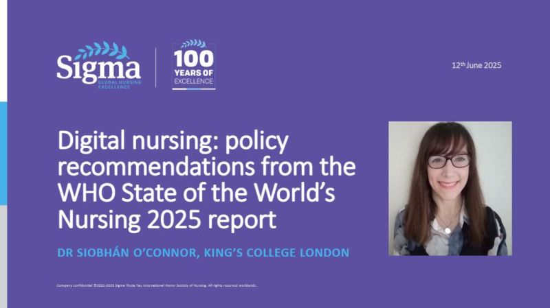 Dr Siobhán O’Connor shares her insights on policy recommendations on digital nursing she helped advise on for the WHO State of the World's Nursing 2025 report

sigmarepository.org/general_webina…