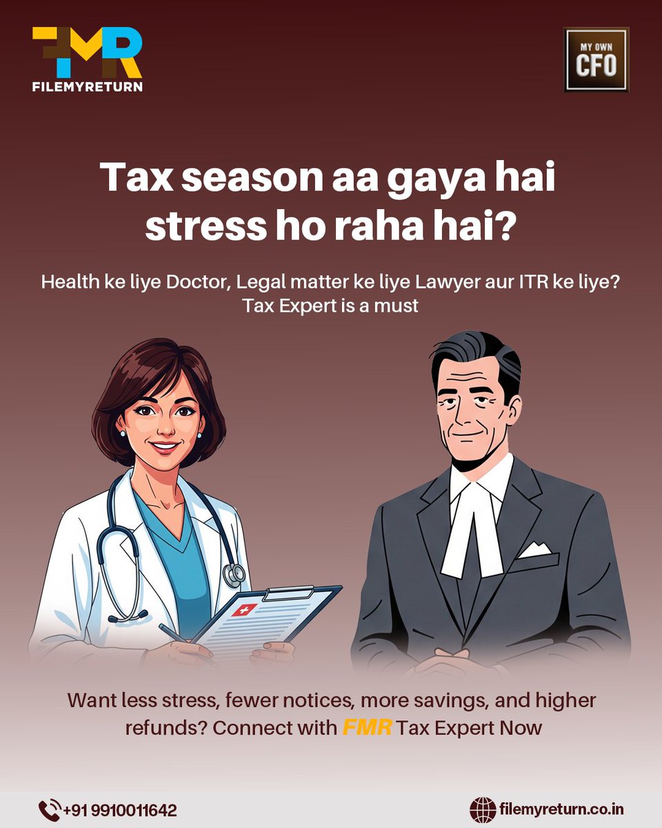 Filemyreturn2's tweet image. Why Stressed from Tax Season when you can get a Tax Expert ?
Contact FilemyReturn Now and Relax
#itr #filemyreturn #taxes #taxexpert #tax #itrfiling #taxseason