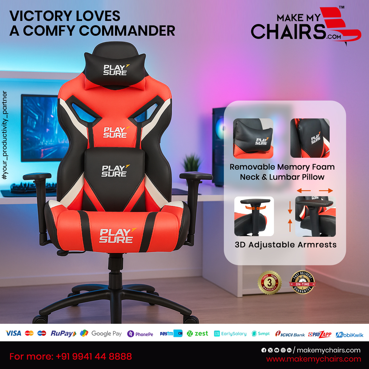 makemychairs's tweet image. Your battle station isn’t complete without the Vortex Gaming Chair! Designed for champions. Built for marathons!
Shop Now: makemychairs.com/products/vorte…
Call/whatsapp: +91 99414 48888
#GamerEssentials #VortexGaming #gamechangerchair #trending #makemychairs