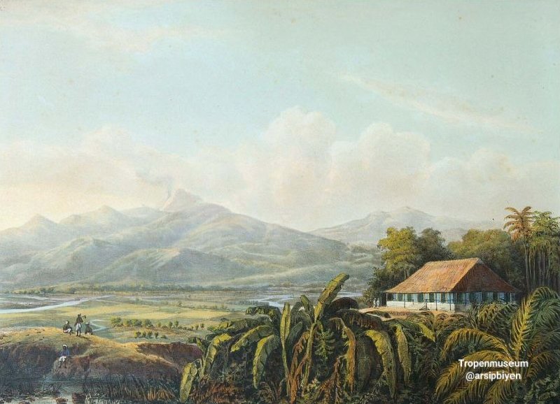 arsipbiyen's tweet photo. Lukisan pemandangan lembah dengan deretan  pegunungan di daerah Bogor. 

[ca. 1865-1872]

. 

. 

Bron: Abraham Salm via Tropenmuseum

#arsipbiyennaturalisme
#sejarah #sejarahindonesia #hindiabelanda #jadul #kuno #jamandulu #zamandulu #tempodulu #tempodoeloe #lukisan #bogor https://t.co/pE5r78KqX1