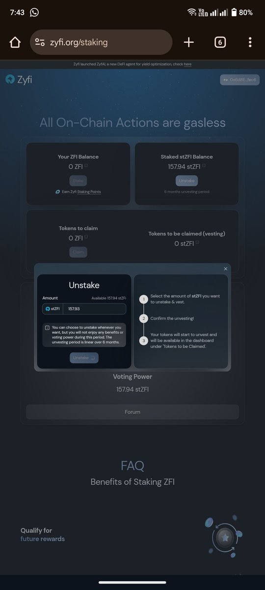4KKING16's tweet photo. @Zyfi_org @PancakeSwap It's scam or time waste before 6 month ago I stake my token now I unstake  I didn't get any rewards for claim also u need to unstake unstake within 6 month required for unstaking be careful guys #scam #scamzyfi #zyfi https://t.co/YNLe9oO5Li