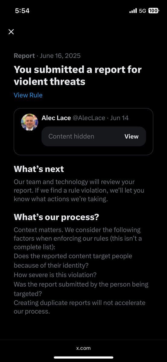 <a href="/Matthewtravis08/">Travis Matthew</a> <a href="/AlecLace/">Alec Lace</a> I reported this god damned death threat to <a href="/X/">X</a> <a href="/Safety/">Safety</a> on the 16th. Twice. For 2 different reasons. It’s still up? 

I’m sure the <a href="/Europarl_EN/">European Parliament</a> <a href="/EU_Commission/">European Commission</a> would be interested considering they’re the only party fining and banning the ever loving sh*t out of ‘X’ for this type of