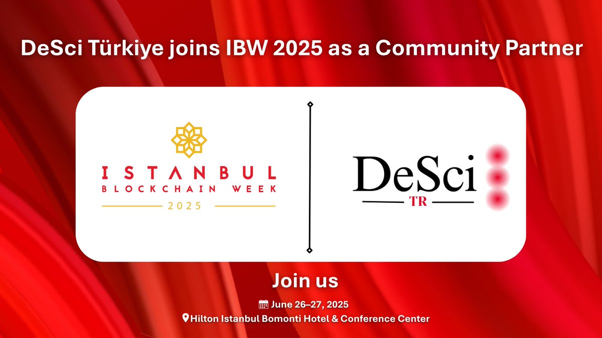 DeSci Turkiye (@desciturkiye) on Twitter photo Duyurumuz var!👀<a href="/DeSciTurkiye/">DeSci Türkiye</a> olarak, Istanbul Blockchain Week 2025’te <a href="/IstanbulBlockWk/">Istanbul Blockchain Week</a> Community Partner olarak yer alıyoruz! 🧬
🎁5 kişiye bilet hediye ediyoruz!
Katılmak için:
1️⃣ <a href="/DeSciTurkiye/">DeSci Türkiye</a> hesabını takip et
2️⃣ Bu gönderiyi beğen + RT
3️⃣ Yoruma “#DeScinIBW” yaz
📢 Duyurumuz var!👀<a href="/DeSciTurkiye/">DeSci Türkiye</a> olarak, Istanbul Blockchain Week 2025’te <a href="/IstanbulBlockWk/">Istanbul Blockchain Week</a> Community Partner olarak yer alıyoruz! 🧬
🎁5 kişiye bilet hediye ediyoruz!
Katılmak için:
1️⃣ <a href="/DeSciTurkiye/">DeSci Türkiye</a> hesabını takip et
2️⃣ Bu gönderiyi beğen + RT
3️⃣ Yoruma “#DeScinIBW” yaz
📢