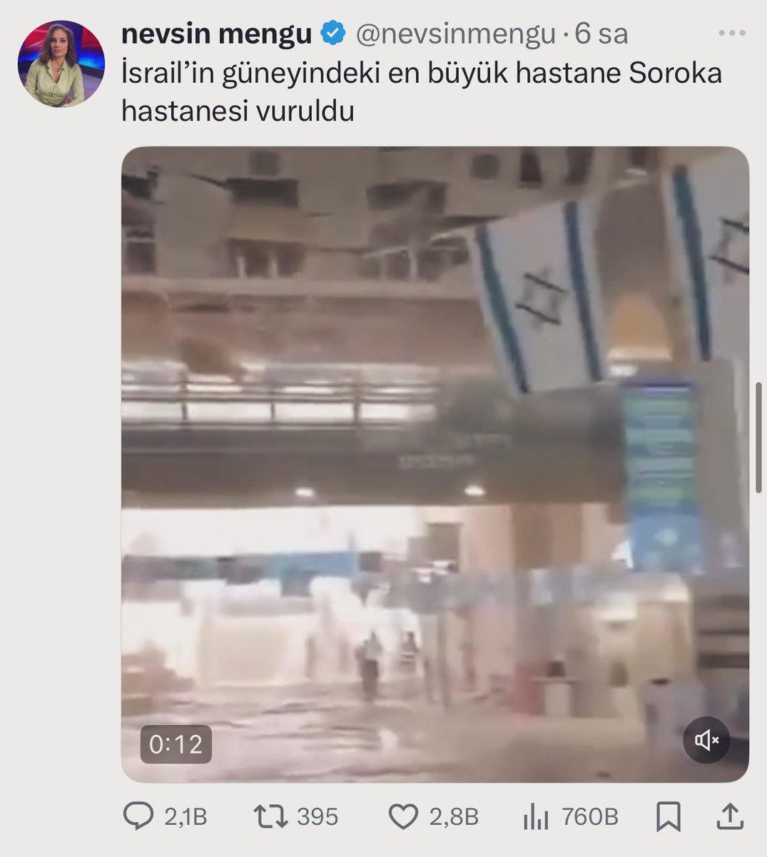 Nevşin Mengü’nün Gazze’de ve İsrail’de vurulan hastanelerle ilgili yaptığı iki ayrı paylaşım: