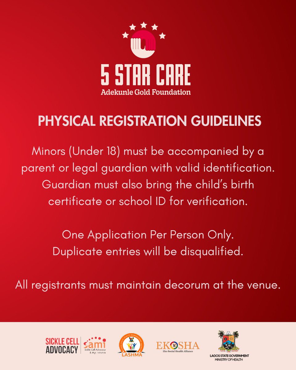 Don’t miss your chance to access quality care and support! ❤️

#5StarCare #AGFoundation #SickleCellAwareness #EveryLifeDeserves5StarCare
