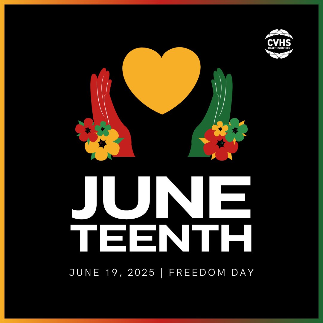 Today, we honor Juneteenth, a day of reflection on the vital importance of freedom and equality for all. 

All CVHS locations are closed today and will reopen tomorrow, June 20, at regular business hours.