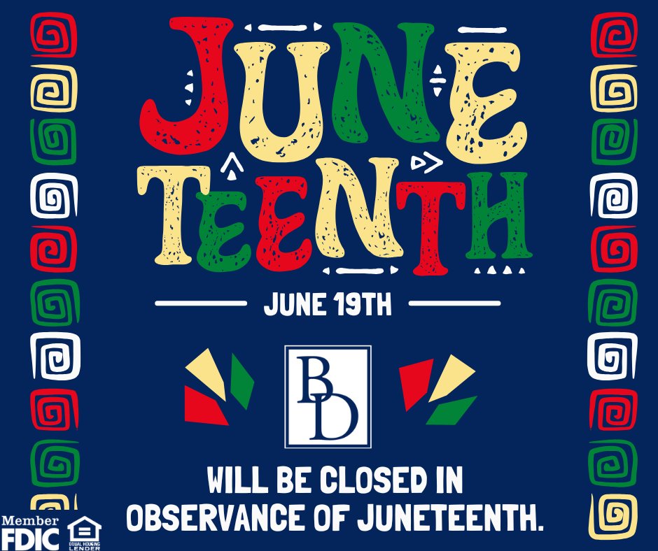 All Bank of Dudley locations will be closed on June 19, 2025. Normal banking hours will resume on June 20, 2025.