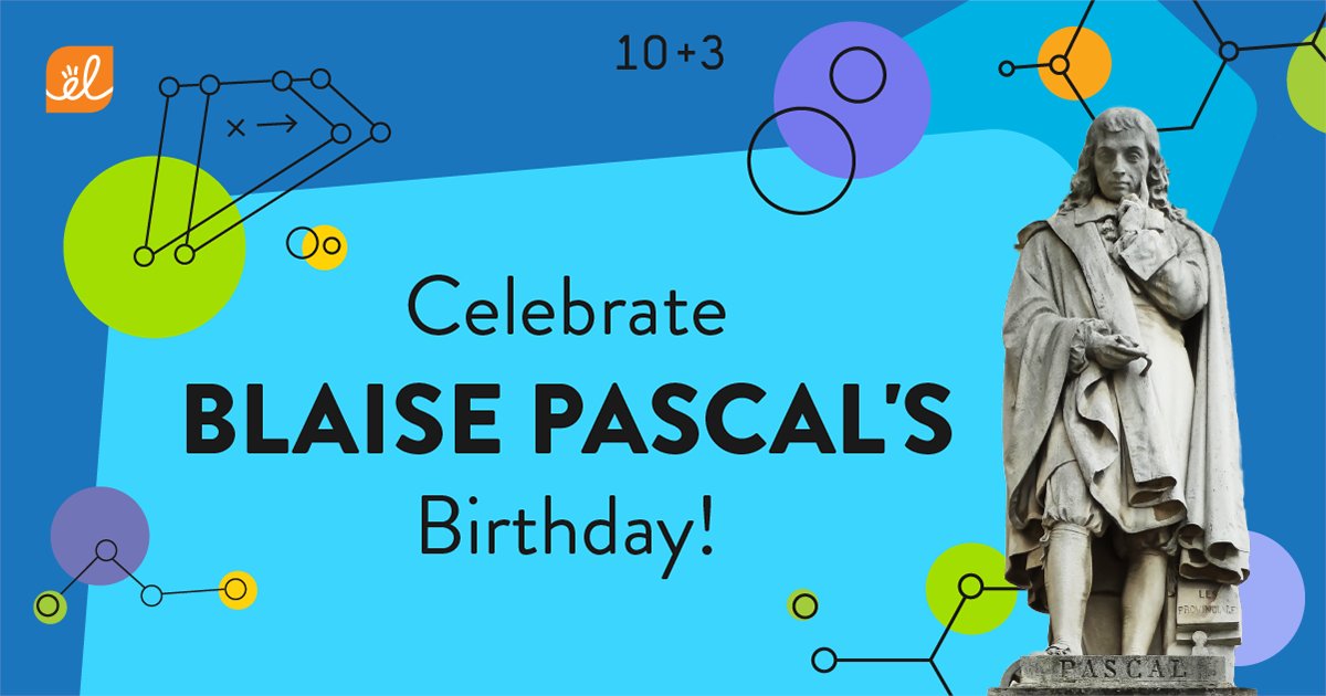 ExploreLearning's tweet image. 402 years ago today, mathematician, physicist, and future namesake of Pascal's triangle, Blaise Pascal, was born.🧠
📍Save this post for more math-related days to celebrate in your classroom next school year. bit.ly/402lsZU #PascalsTriangle #Pascal #Mathematician