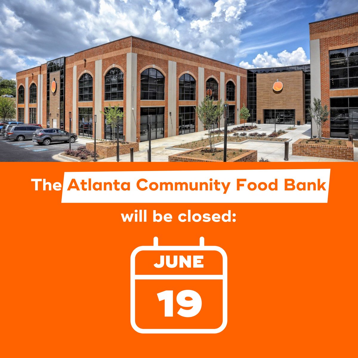 ACFB's tweet image. Join us in celebrating Juneteenth! In 1865, word reached the last of the enslaved people in Texas. Since then, it has become a federal holiday commemorating the emancipation of enslaved African Americans.
In observance, the Food Bank will be closed on Thursday, June 19th.
