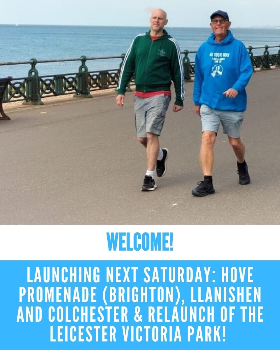 💙 A big welcome to our new 5k Your Way groups launching at the end of June. We have groups launching in: Hove Promenade (Brighton), Llanishen and Colchester, plus the relaunch of the Leicester Victoria Park group!