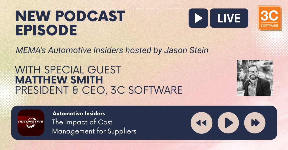 3C Software (@3csoftware) on Twitter photo 📻 Tune in and catch 3C Software's Matthew Smith on a new episode of MEMA's Automotive Insiders podcast with Jason Stein!
You can listen to the episode here: ow.ly/qPbC50Wb2RM
or find it on Spotify, Amazon Music, and Apple Podcasts! 📻 Tune in and catch 3C Software's Matthew Smith on a new episode of MEMA's Automotive Insiders podcast with Jason Stein!
You can listen to the episode here: ow.ly/qPbC50Wb2RM
or find it on Spotify, Amazon Music, and Apple Podcasts!