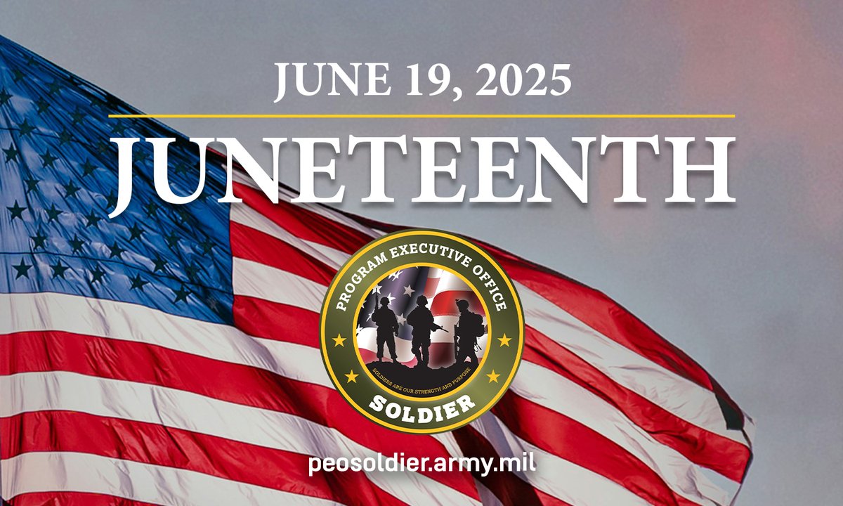 PEO Soldier honors #Juneteenth — the day freedom reached the last enslaved Americans in 1865. 🕊️📜
We reflect on this historic moment and reaffirm our commitment to justice and equality.
#FreedomDay #PEOSoldier #ArmyStrong 💪 #DiversityIsStrength 🌍