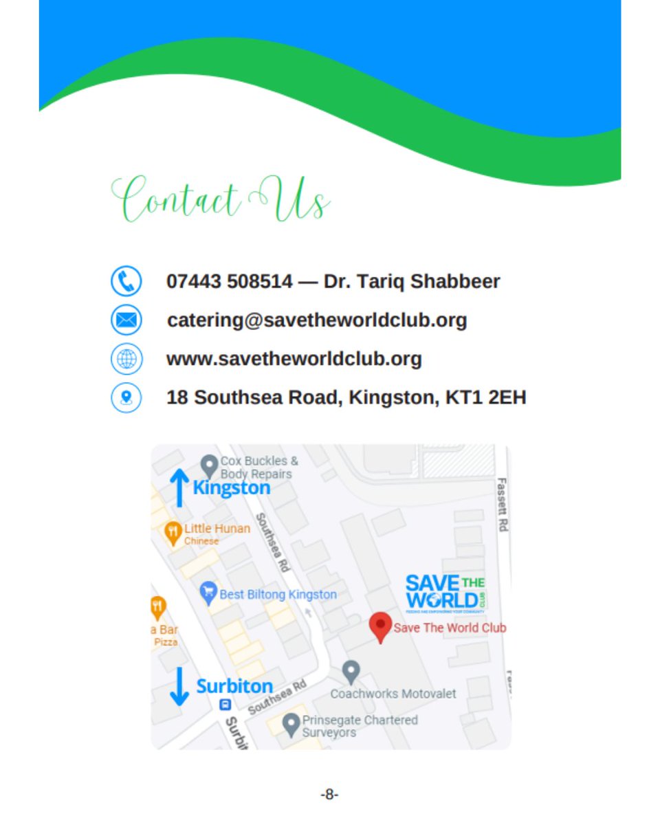 Save The World Club (@stwccharity) on Twitter photo Planning an event for 15 or more people and looking for some catering?🍗🌽🌮 Get in touch today! 📲
Simply email 📩 Catering@savetheworldclub.org or call Tariq on 07443508514
#Catering #Sustainable #Surplus #Cultural #Food #Community #CommunitySupport #kingstonuponthames Planning an event for 15 or more people and looking for some catering?🍗🌽🌮 Get in touch today! 📲
Simply email 📩 Catering@savetheworldclub.org or call Tariq on 07443508514
#Catering #Sustainable #Surplus #Cultural #Food #Community #CommunitySupport #kingstonuponthames