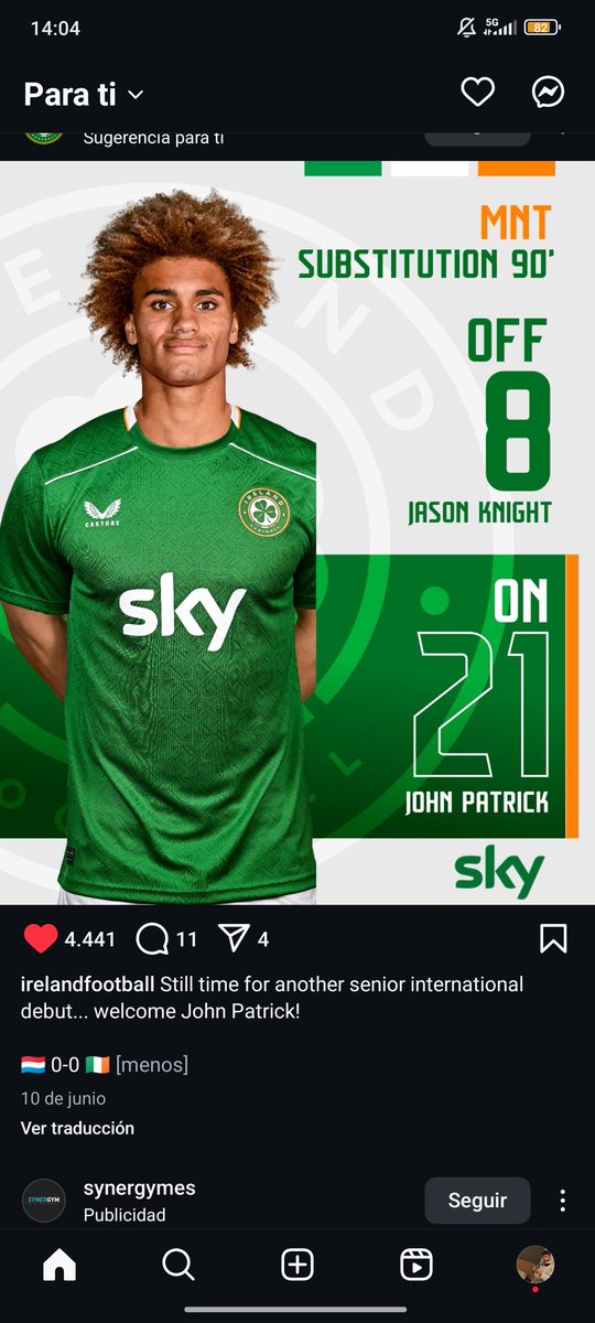 Lo que mueven los representantes es una barbaridad.
Este tío es muy flojo eh
Y acaba de debutar con la absoluta de irlanda